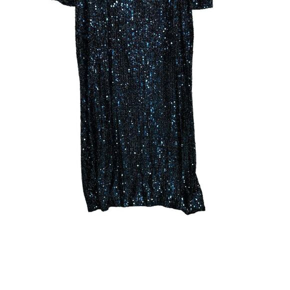 Mac Duggal 26445 Blue Long Sleeve Sequined Evening Gown | Size 14 - Picture 7 of 14